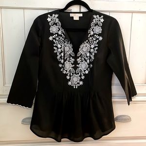 Michael Kors black top with embroidery Size Medium